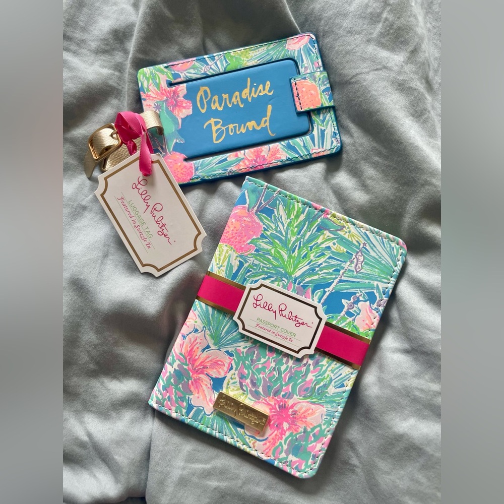 Lilly Pulitzer Tropical Travel Set (Passport Holder & Luggage Tag - Brand New)